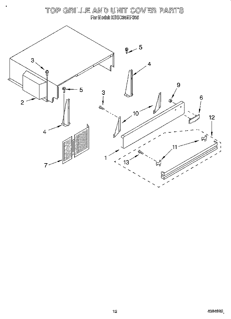 TOP GRILLE AND UNIT COVER Diagram and Parts List for KSSC36MFS05  KitchenAid Refrigerator