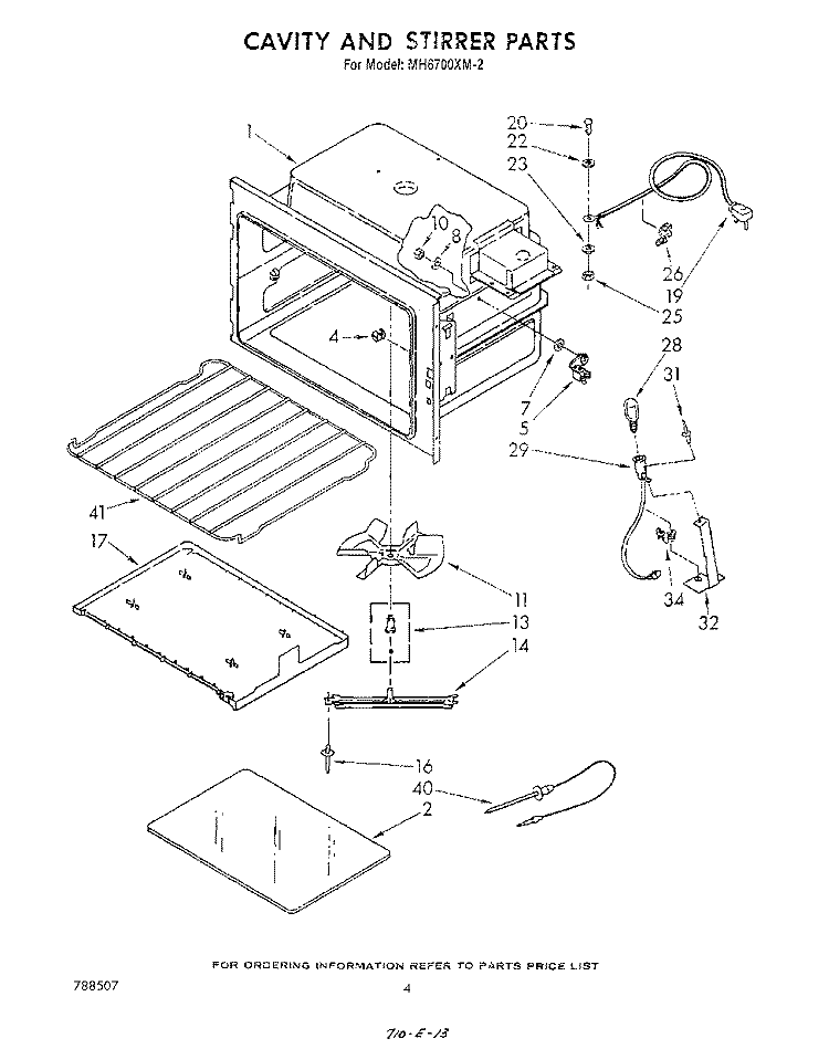 CAVITY AND STIRRER Diagram and Parts List for MH6700XM2  Whirlpool Microwave
