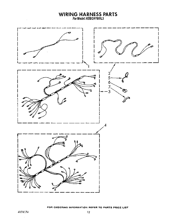 WIRING HARNESS Diagram and Parts List for KEBI241WBL3  KitchenAid Wall Oven