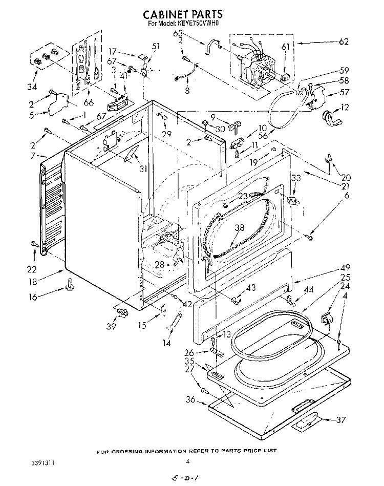 SECTION Diagram and Parts List for KEYE750VTO0  KitchenAid Dryer