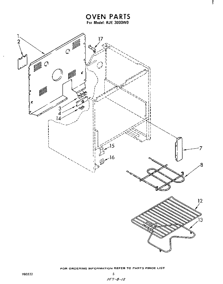 LITERATURE AND OPTIONAL Diagram and Parts List for RJE3000W0  Whirlpool Range