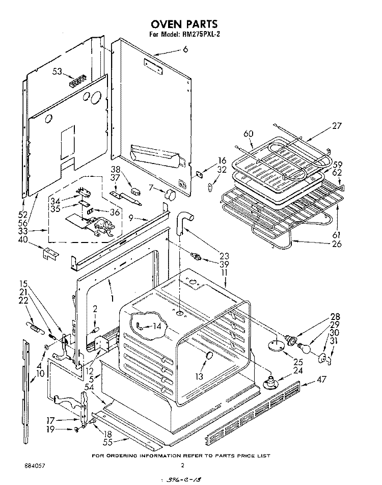 OVEN Diagram and Parts List for RM275PXL2  Whirlpool Microwave Oven Combo