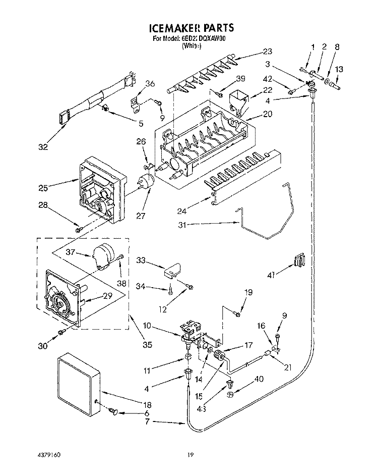 ICEMAKER, LIT\OPTIONAL Diagram and Parts List for 6ED22DQXAW00  Whirlpool Refrigerator