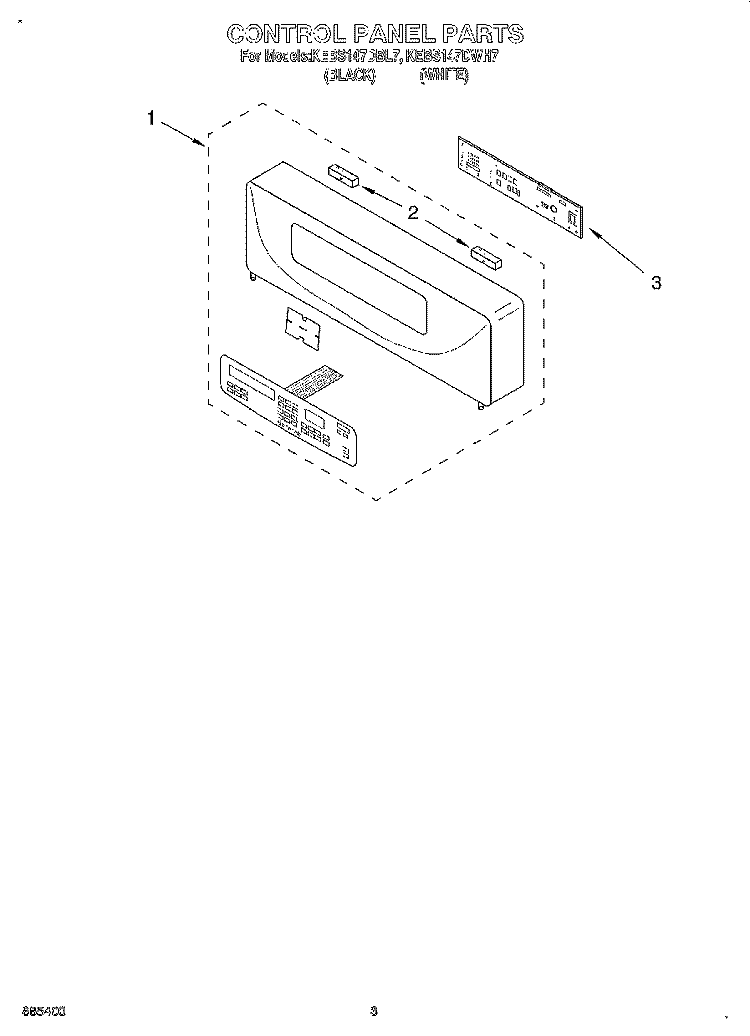 CONTROL PANEL, LITERATURE Diagram and Parts List for KEBS147DWH7  KitchenAid Wall Oven