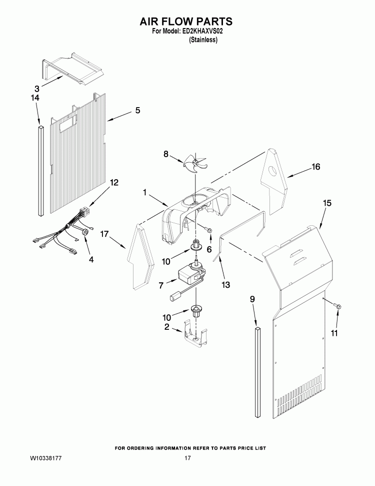 AIR FLOW PARTS Diagram and Parts List for ED2KHAXVS02  Whirlpool Refrigerator