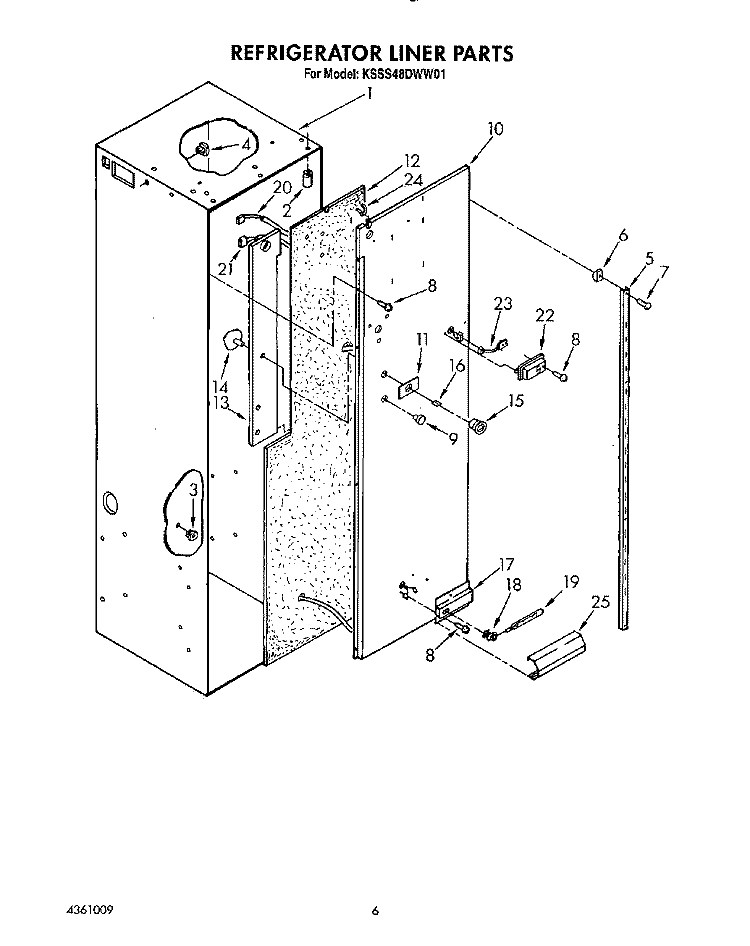 REFRIGERATOR LINER Diagram and Parts List for KSSS48DWW01  KitchenAid Refrigerator