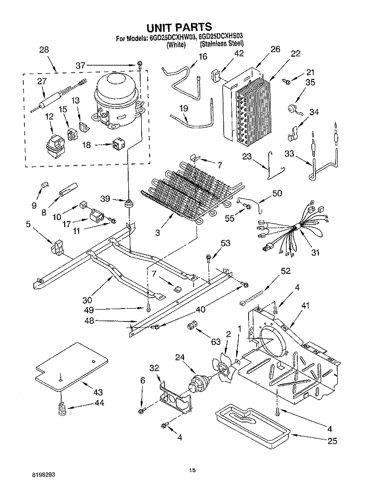 UNIT Diagram and Parts List for 6GD25DCXHS03  Whirlpool Refrigerator