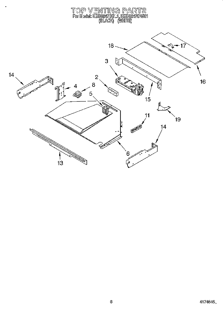TOP VENTING, OPTIONAL Diagram and Parts List for KEBS247DBL1  KitchenAid Wall Oven