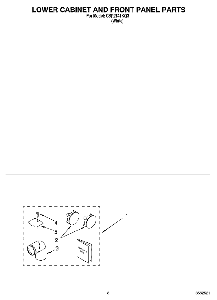 OPTIONAL PARTS (NOT INCLUDED) Diagram and Parts List for CSP2741KQ3  Whirlpool Dryer