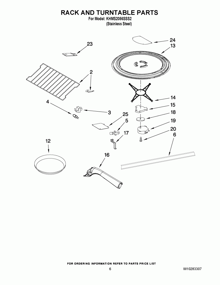RACK AND TURNTABLE PARTS Diagram and Parts List for KHMS2056SSS2  KitchenAid Microwave