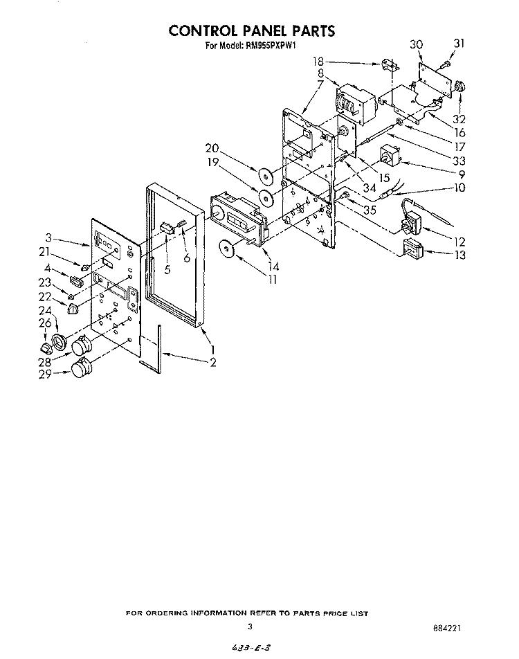 CONTROL PANEL Diagram and Parts List for RM955PXPW1  Whirlpool Microwave Oven Combo