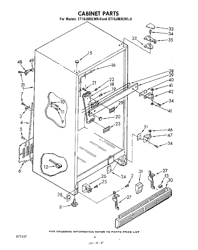 CABINET Diagram and Parts List for ET16JMXLWR0  Whirlpool Refrigerator