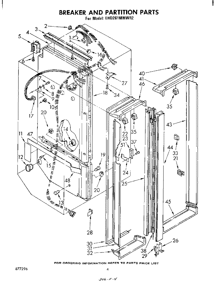 BREAKER AND PARTITION Diagram and Parts List for EHD261MMWR2  Whirlpool Refrigerator