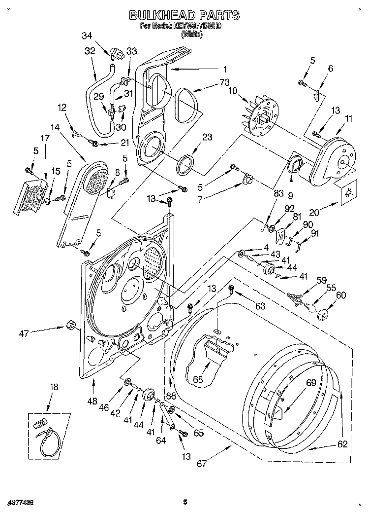 SECTION Diagram and Parts List for KEYW877BWH0  KitchenAid Dryer