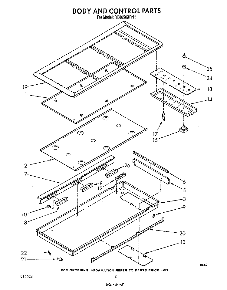 SECTION Diagram and Parts List for RC8850XRH1  Whirlpool Cooktop