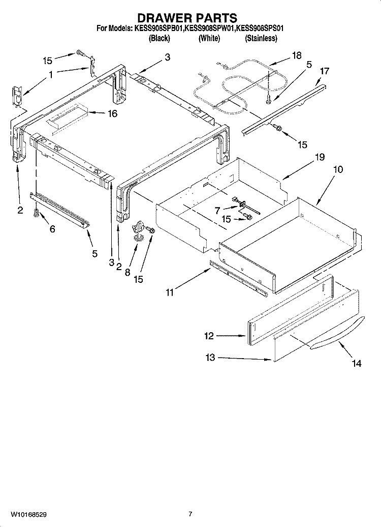 DRAWER PARTS Diagram and Parts List for KESS908SPB01  KitchenAid Range