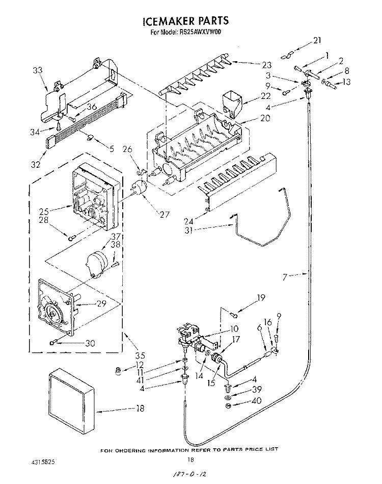 ICEMAKER , NOT ILLUSTRATED Diagram and Parts List for RS25AWXVW00  Roper Refrigerator