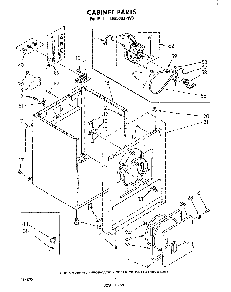 SECTION Diagram and Parts List for LE5530XPW0  Whirlpool Dryer
