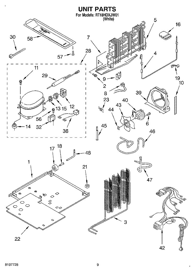 UNIT, OPTIONAL Diagram and Parts List for RT18HDXJW01  Roper Refrigerator