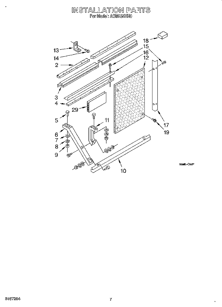 INSTALLATION Diagram and Parts List for ACM254XH0  Whirlpool Air Conditioner