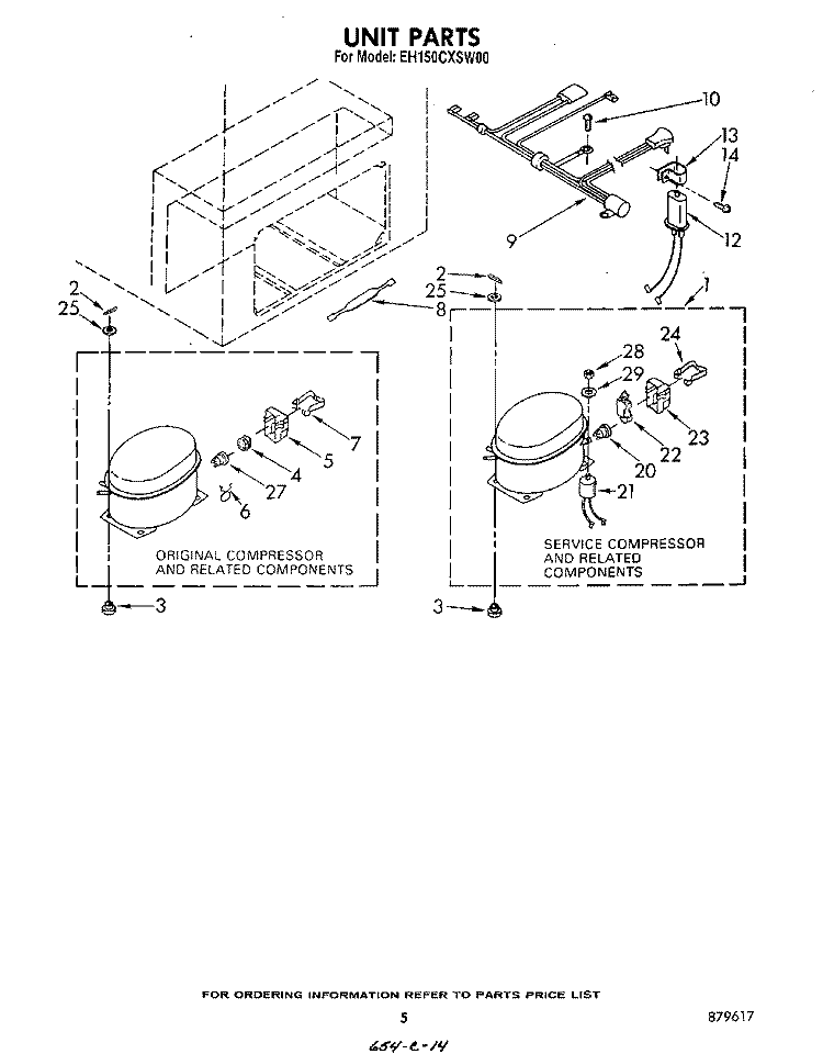 SECTION Diagram and Parts List for EH150CXSW00  Whirlpool Freezer