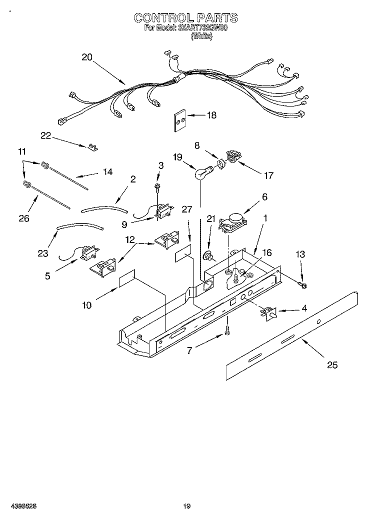 CONTROL, OPTIONAL Diagram and Parts List for 3XART732GW00  Whirlpool Refrigerator