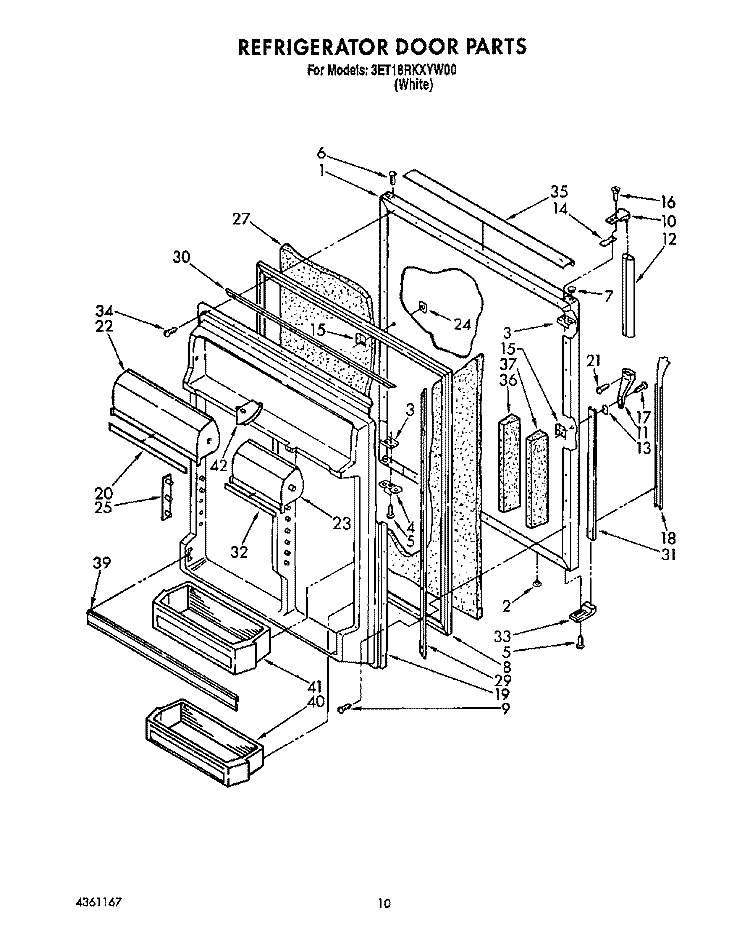 REFRIGERATOR DOOR Diagram and Parts List for 3ET18RKXYN00  Whirlpool Refrigerator