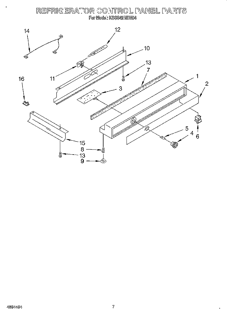 REFRIGERATOR CONTROL PANEL Diagram and Parts List for KSSS42MDX04  KitchenAid Refrigerator
