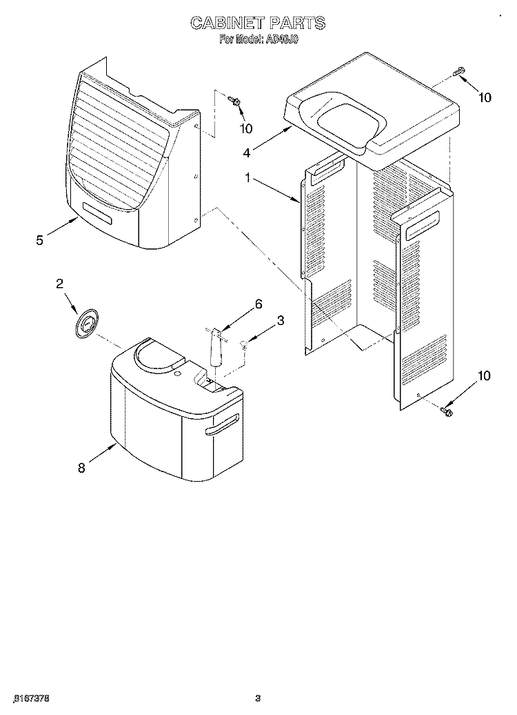 SECTION Diagram and Parts List for AD40J0  Whirlpool Dehumidifier