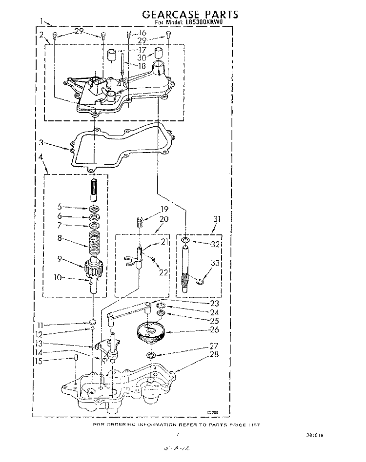 GEARCASE Diagram and Parts List for LB5300XKW0  Whirlpool Washer