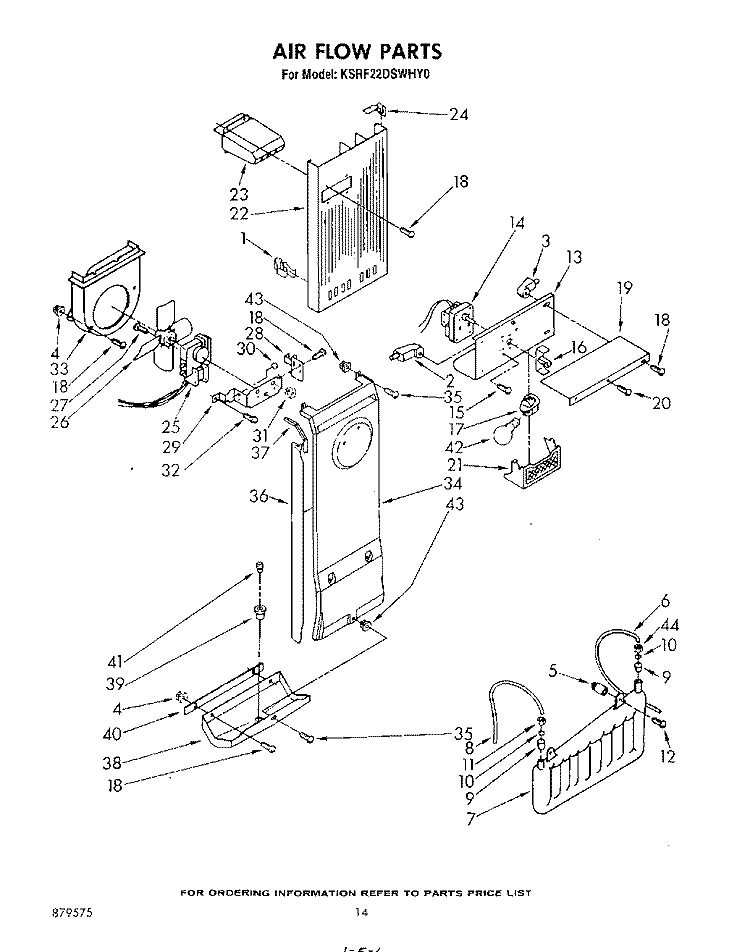 AIR FLOW Diagram and Parts List for KSRF22DSWHY0  KitchenAid Refrigerator