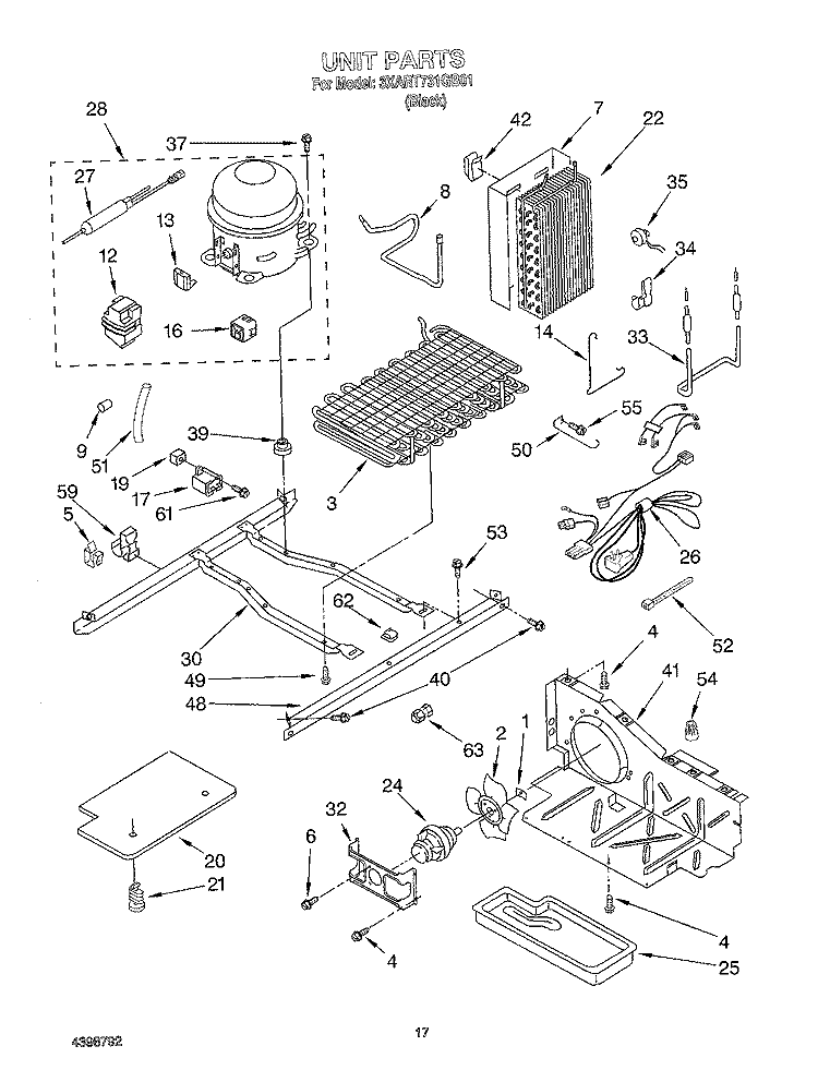 UNIT Diagram and Parts List for 3XART731GB01  Whirlpool Refrigerator