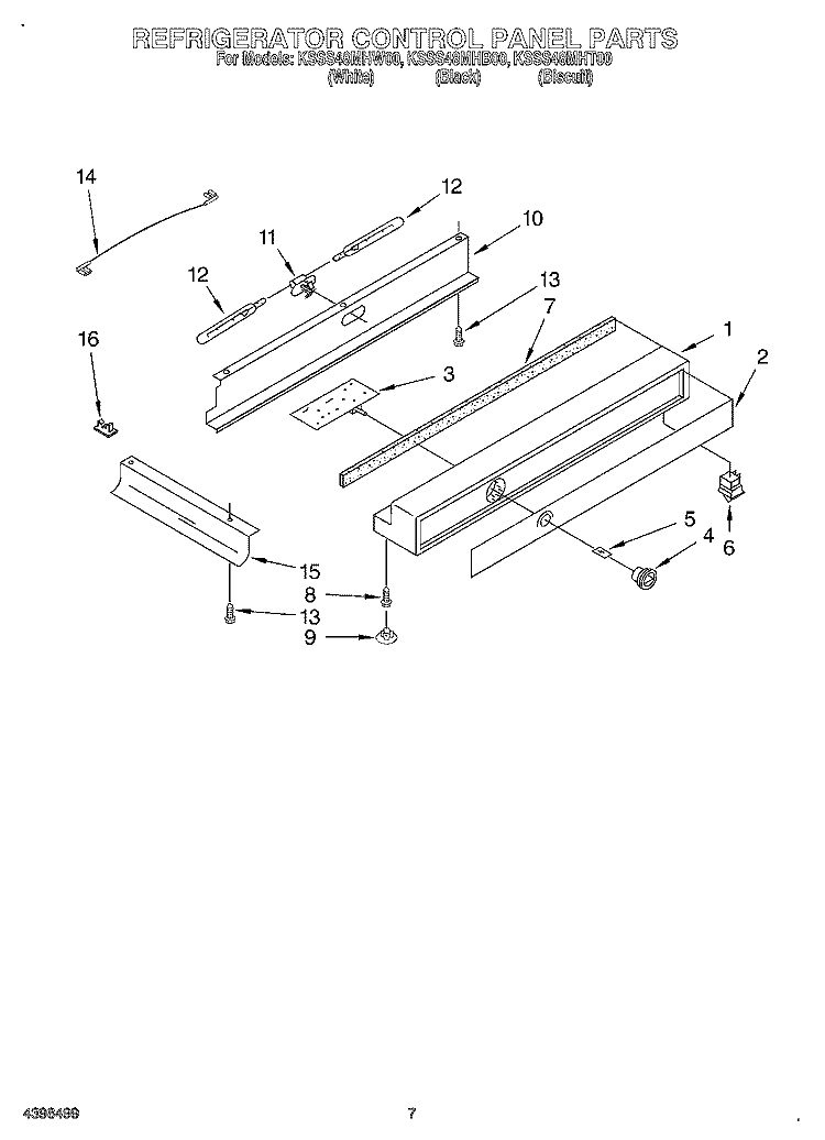 REFRIGERATOR CONTROL PANEL Diagram and Parts List for KSSS48MHT00  KitchenAid Refrigerator