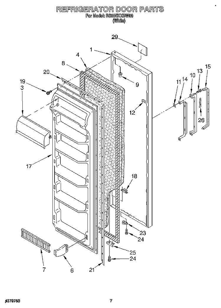 REFRIGERATOR DOOR Diagram and Parts List for RS20EKXDW00  Roper Refrigerator
