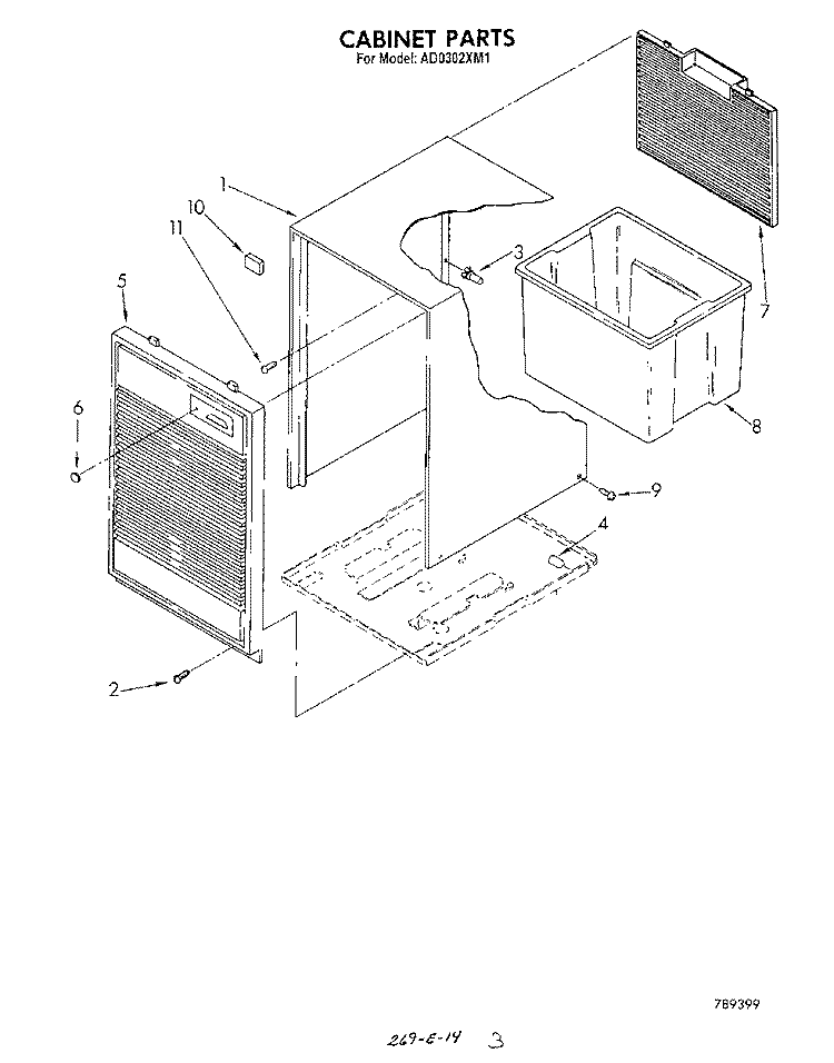 SECTION Diagram and Parts List for AD0302XM1  Whirlpool Dehumidifier