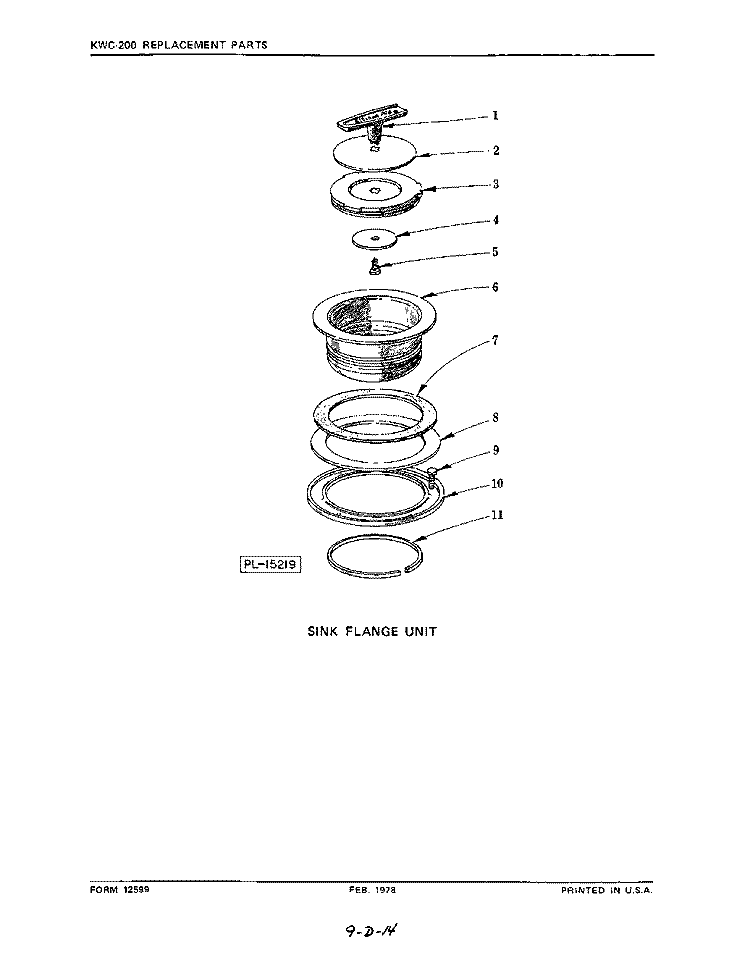 SECTION Diagram and Parts List for KWC200B  KitchenAid Food Waste Disposer