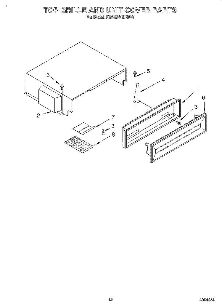 TOP GRILLE AND UNIT COVER Diagram and Parts List for KSSS36QDW03  KitchenAid Refrigerator