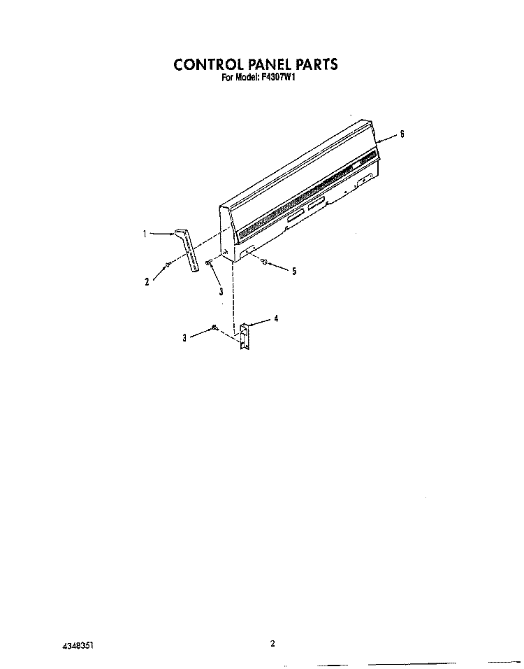 CONTROL PANEL , LITERATURE Diagram and Parts List for F4307W1  Roper Range