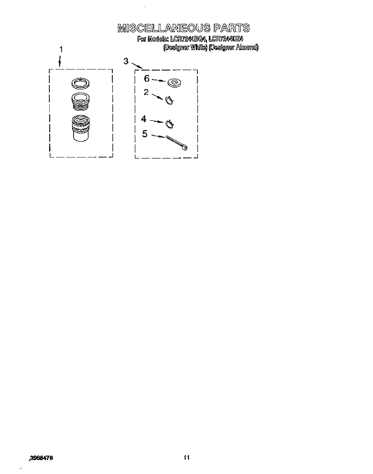MISCELLANEOUS, LIT/OPTIONAL Diagram and Parts List for LCR7244DZ4  Whirlpool Washer