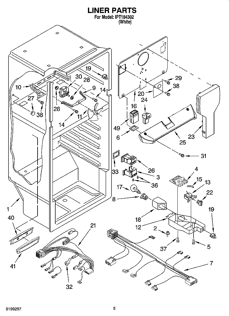 LINER PARTS Diagram and Parts List for IPT184302  Inglis Refrigerator