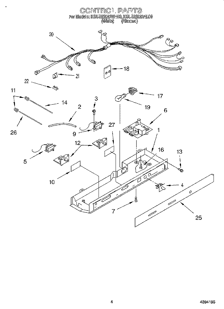 CONTROL Diagram and Parts List for KSUS22QDWH00  KitchenAid Refrigerator