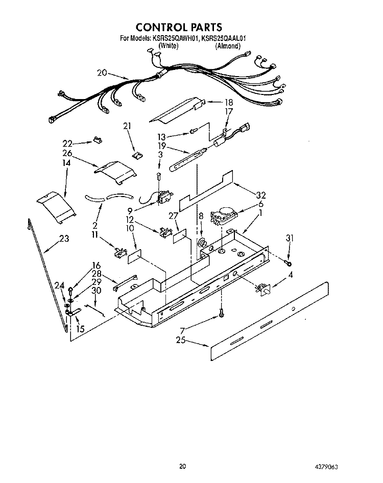 CONTROL Diagram and Parts List for KSRS25QAAL01  KitchenAid Refrigerator