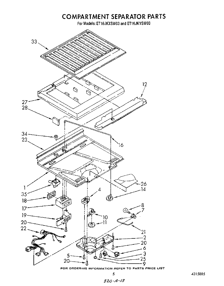 COMPARTMENT SEPARATOR Diagram and Parts List for ET16JKYSM03  Whirlpool Refrigerator