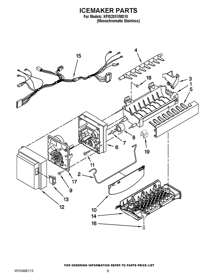 ICEMAKER PARTS Diagram and Parts List for KFIS20XVMS10  KitchenAid Refrigerator