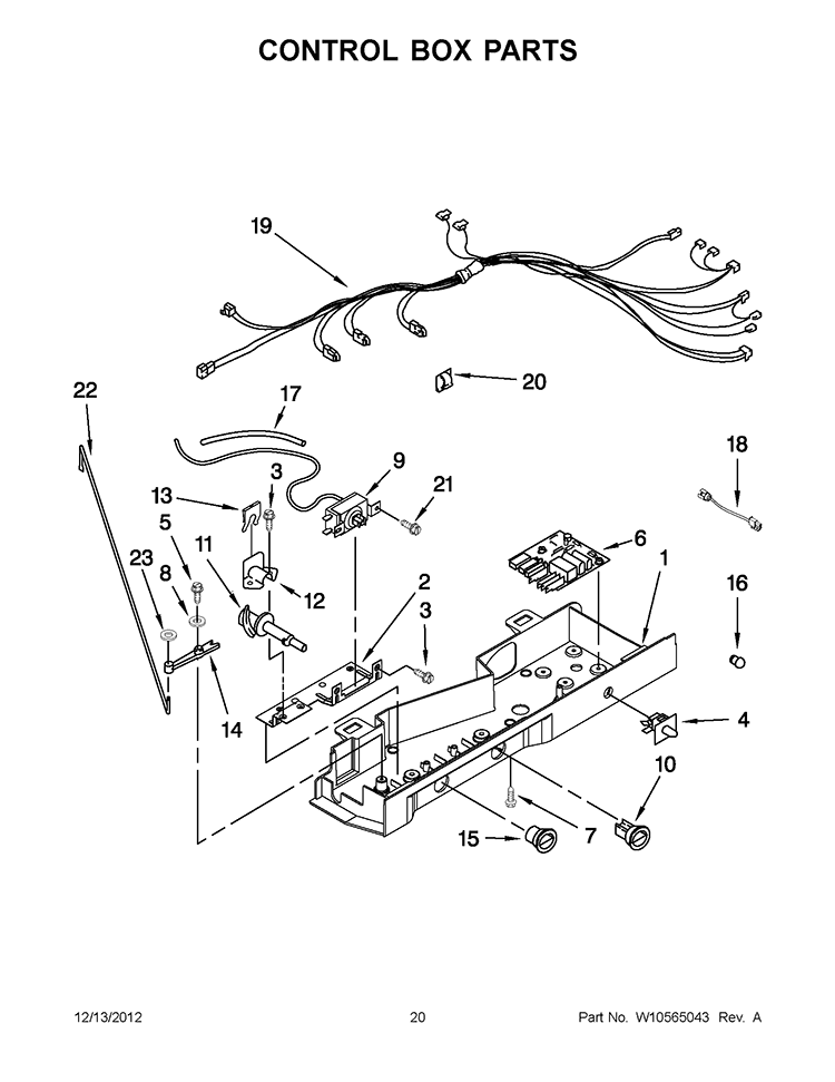 CONTROL BOX PARTS Diagram and Parts List for WRS322FDAB00  Whirlpool Refrigerator