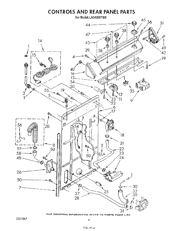 CONTROLS AND REAR PANEL Diagram and Parts List for LA5430XTN0  Whirlpool Washer