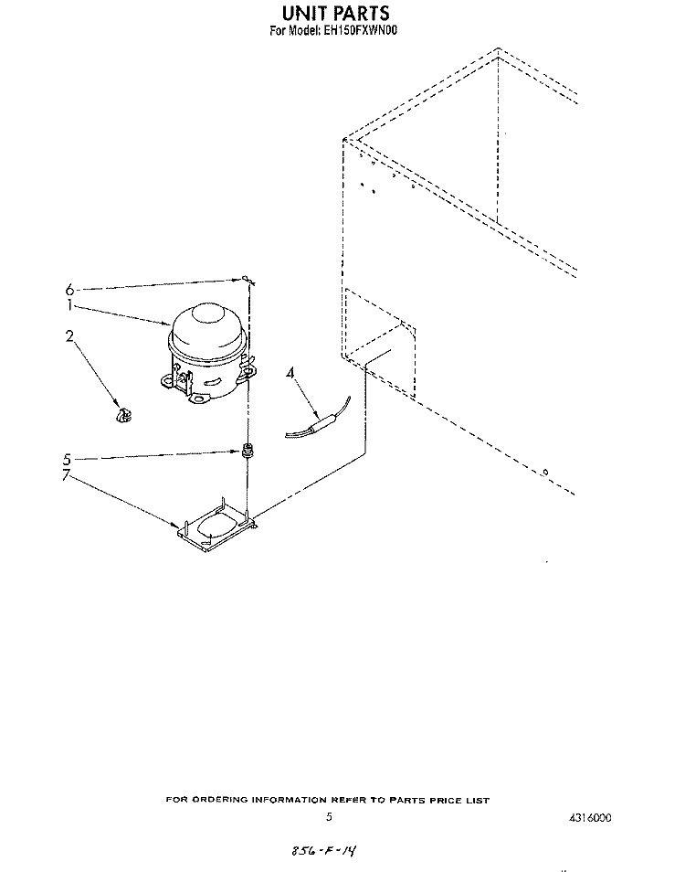 SECTION Diagram and Parts List for EH150FXWN00  Whirlpool Freezer