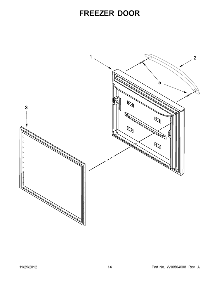 FREEZER DOOR Diagram and Parts List for KBFS25EWMS10  KitchenAid Refrigerator