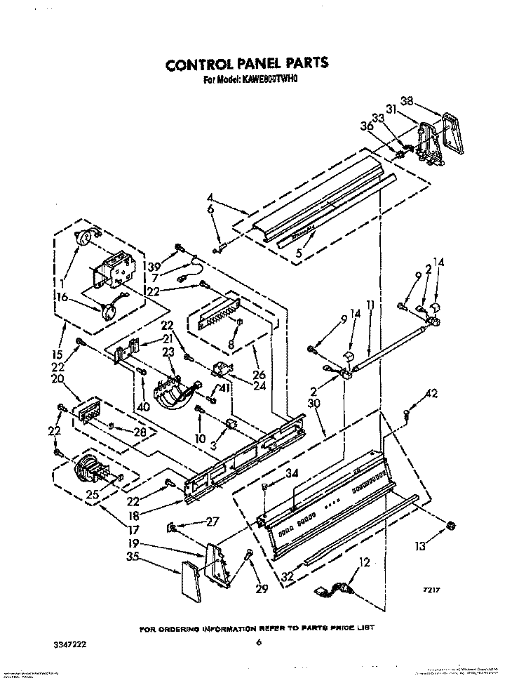 CONTROL PANEL Diagram and Parts List for KAWE800TWH0  KitchenAid Washer