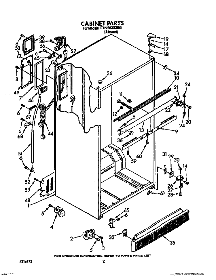 CABINET Diagram and Parts List for ET22DKXXW00  Whirlpool Refrigerator